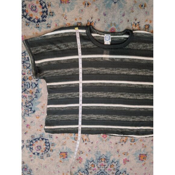 NWT Francesca's Blue Rain Green and White Parris Stripe Dolman Top - XL - Picture 7 of 11